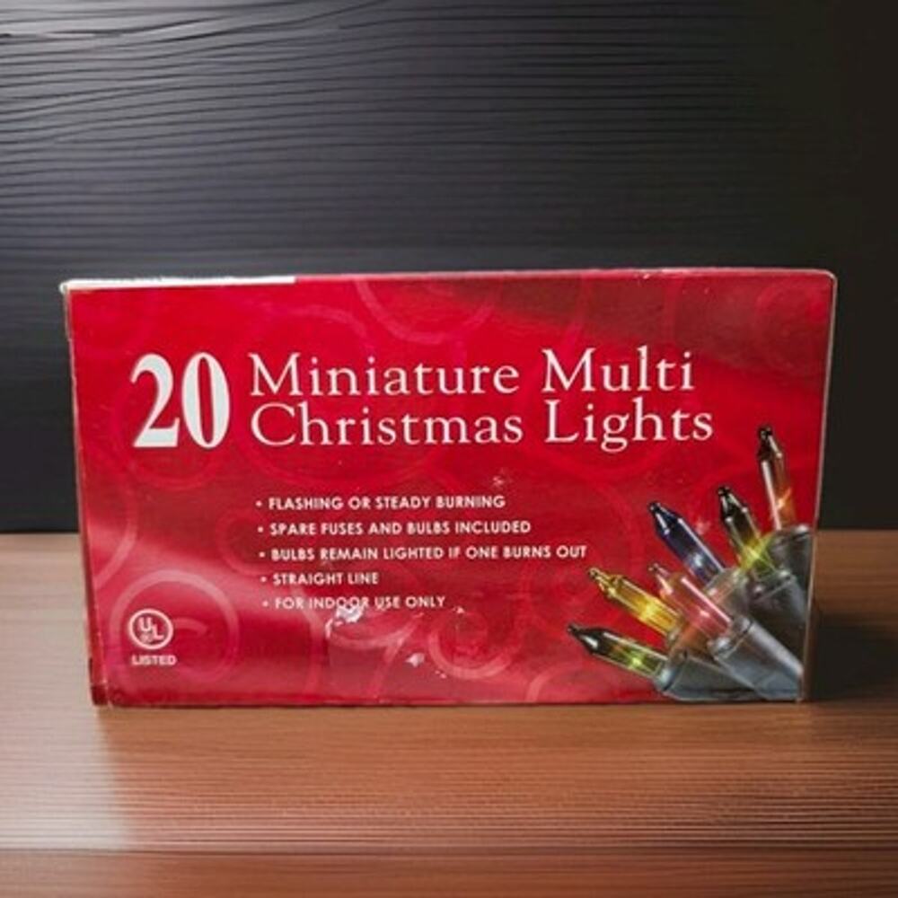 20 Miniature Multi Christmas Lights Indoor String Lights Flashing Steady Incande